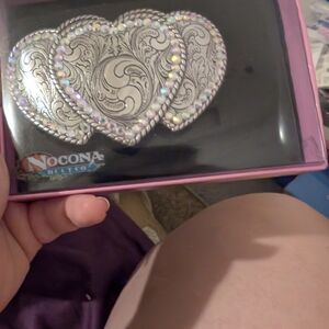 Nocona Silver Heart Belt Buckle